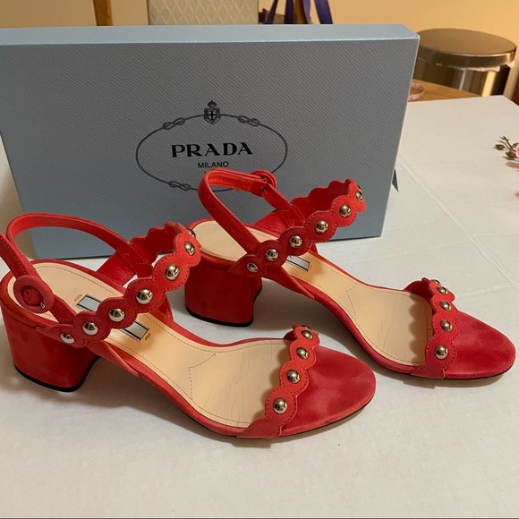 Prada Calzature Donna Suede Sandal, with studded straps , size38-8 - Picture 2 of 10